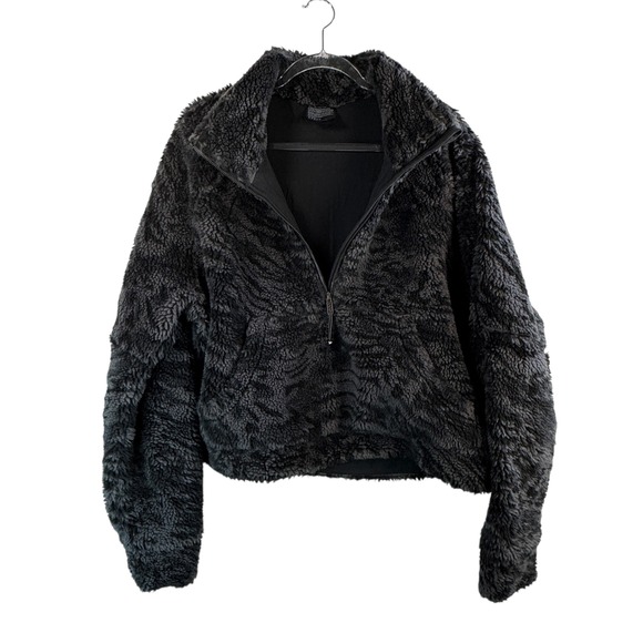 Lululemon Scuba Sherpa ½ Zip Crop Pullover Sz XL/XXL Black Camo High Pile Fleece - Picture 3 of 9